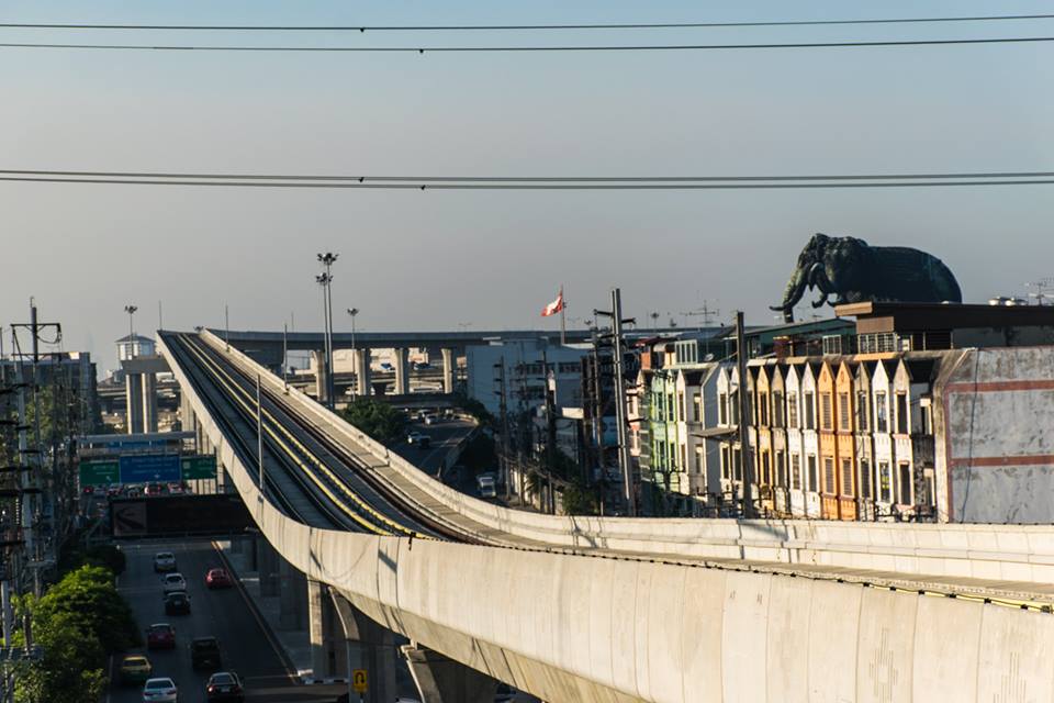 The BTS train track and the three-headed elephant of the Erawan museum