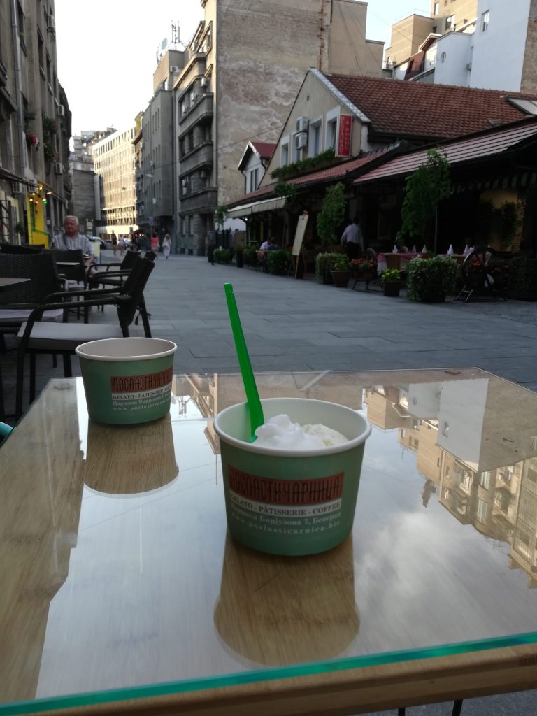 a cup of ice cream to enjoy Belgrade's sunset