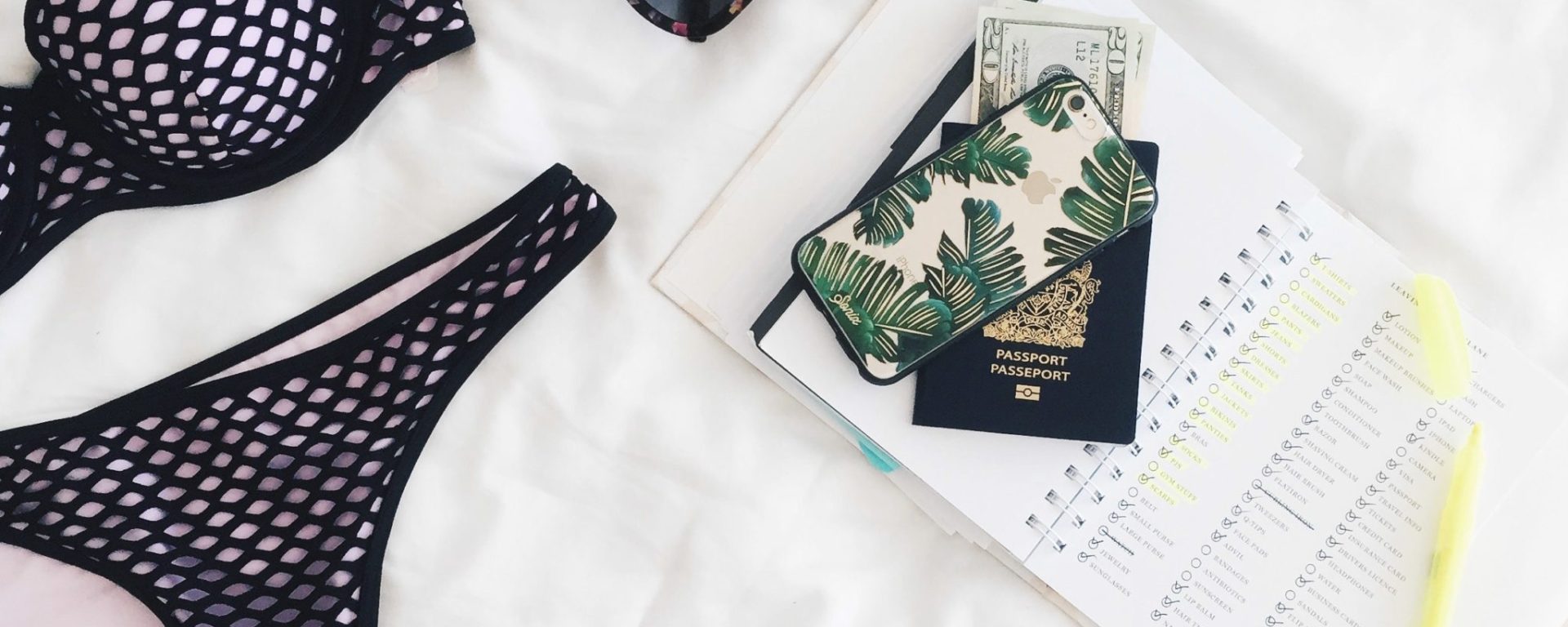 Ready to travel with phone and bikini