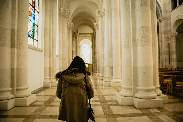 Inside Saint Mother Teresa's Cathedral in Pristina