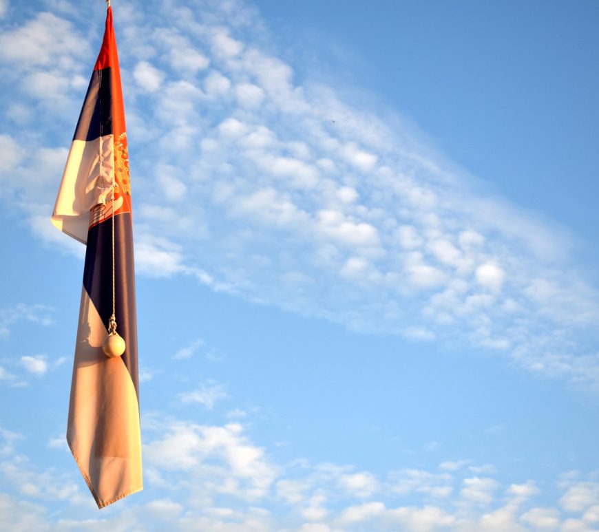 Serbian flag at Belgrade's harbour