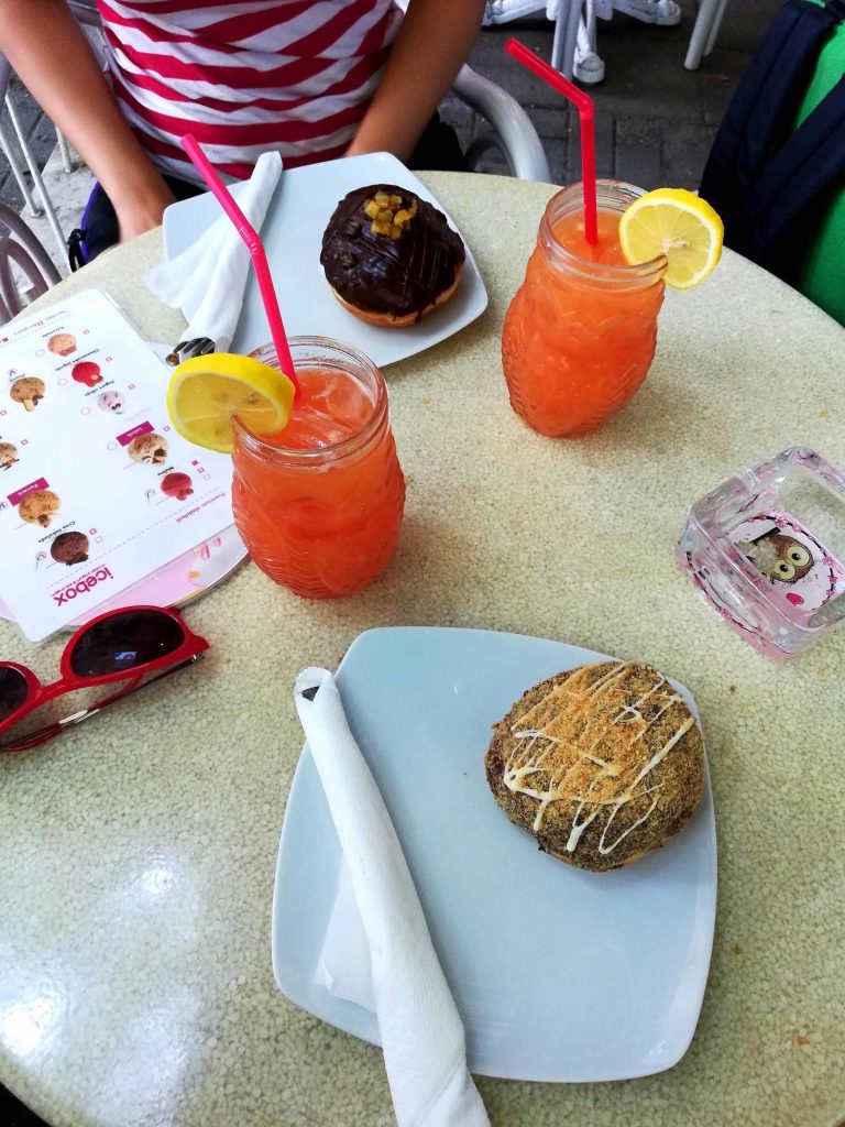 fresh juices and doughnuts from the Happy Owl