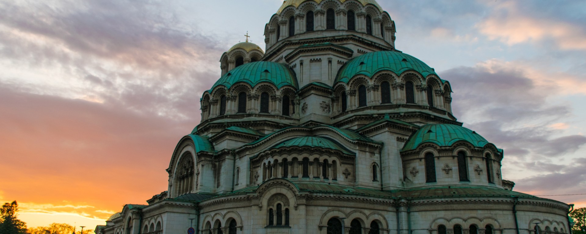 Sunset at the Cathdral of Saint Aleksandar Nevsky in Sofia