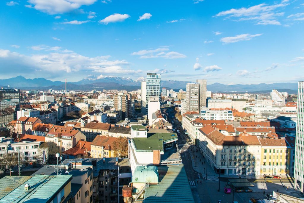 The view from Ljubljana's skyscraper Neboticnik